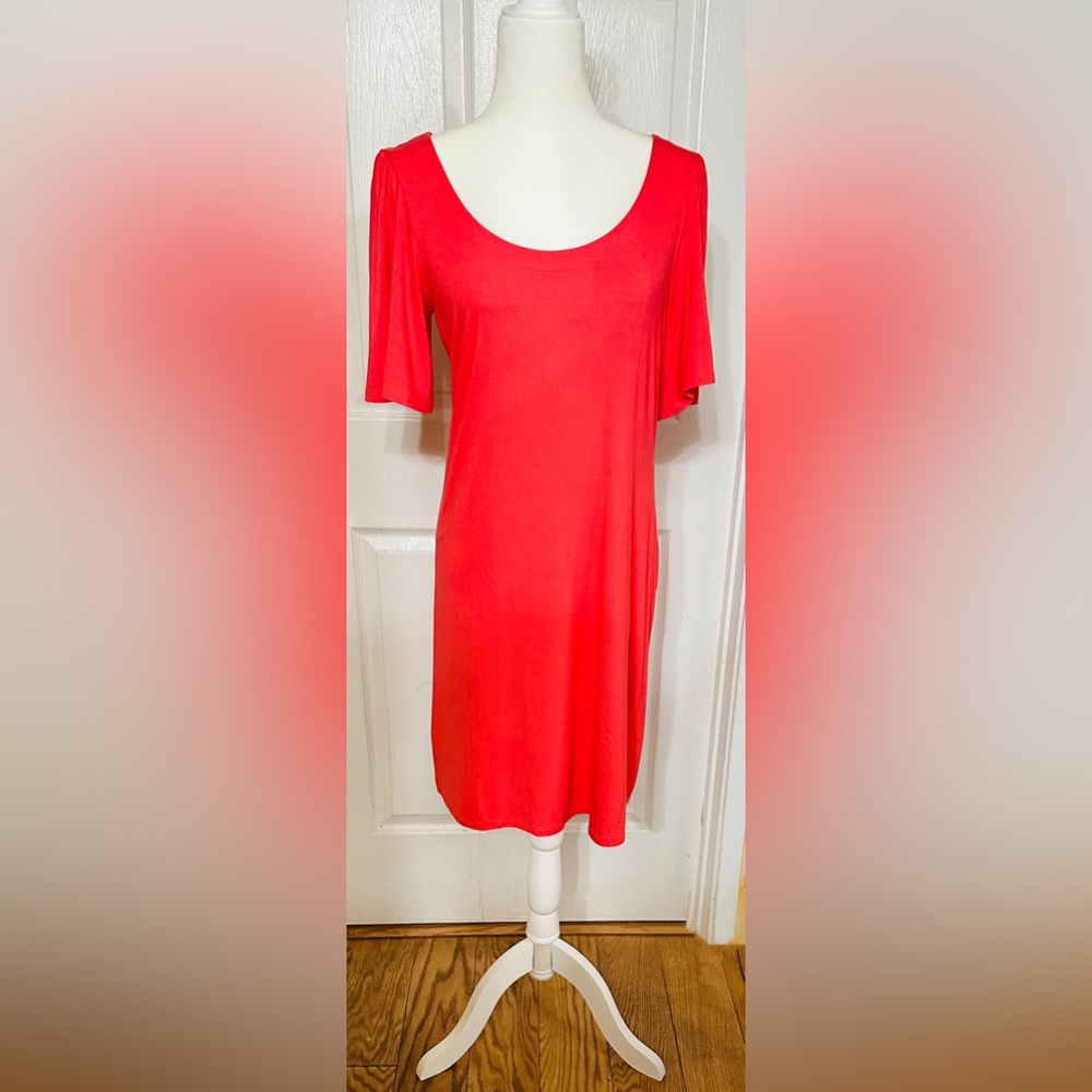 Tommy Bahama dress orange scoop neckline bell size small petite pullover